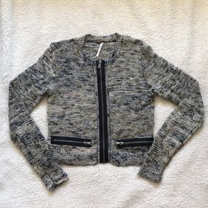 Free People knitted zip up sweater